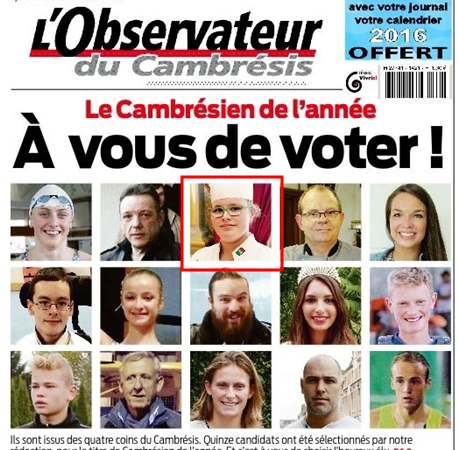 Votons pour Mathilde Blas sélectionnée pour concourir au titre de « Cambrésien de l’année »