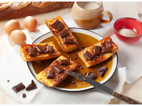 Pain perdu baguette et chocolat noir