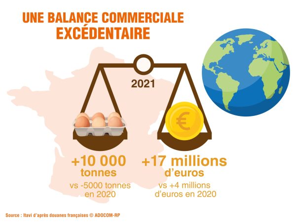 La balance commerciale de la filière œuf renforce sa position excédentaire !