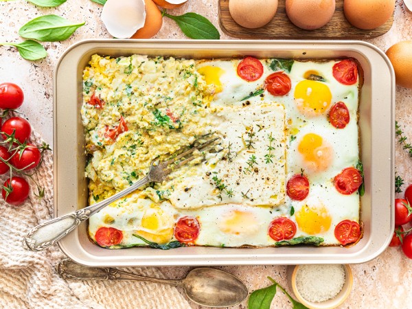 Œufs à la feta rôtie