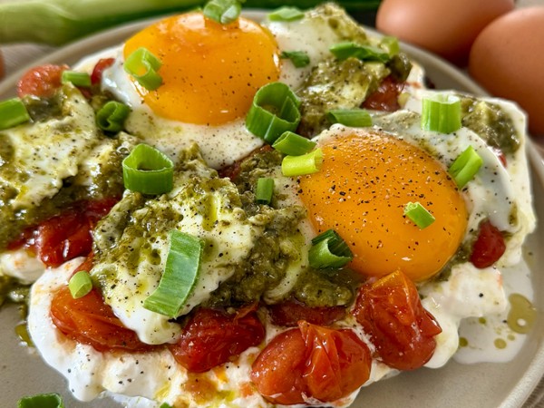 Pesto Eggs & Burrata Toast